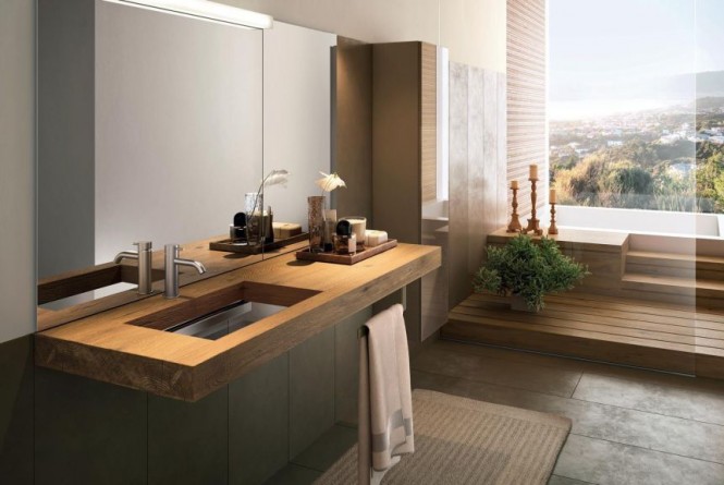 Built-in washbasin / rectangular / glass / contemporary